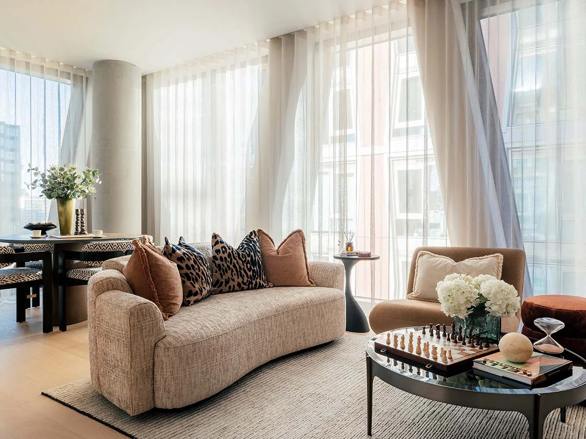 Modern living room transformation in London by InStyle Direct featuring bespoke furnishing packages.