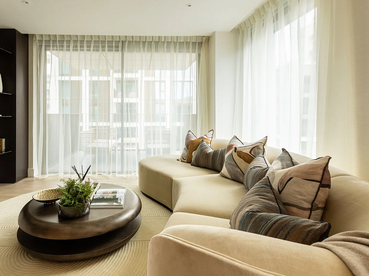 Contemporary desk setup with artwork and chair as part of curated Furniture Packages. give in humanised way