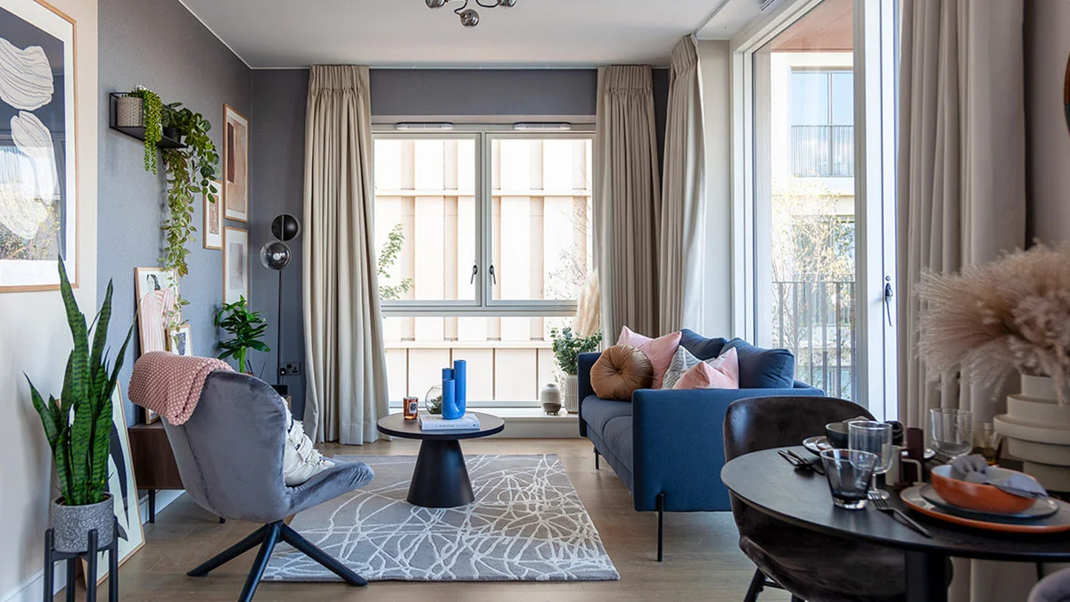 Bright open-plan build-to-rent apartment with modern furnishings and natural light