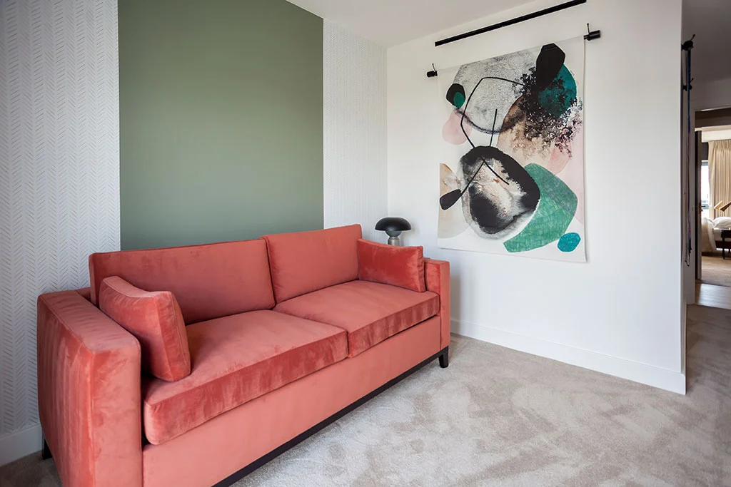 Compact seating area in modern commercial interior