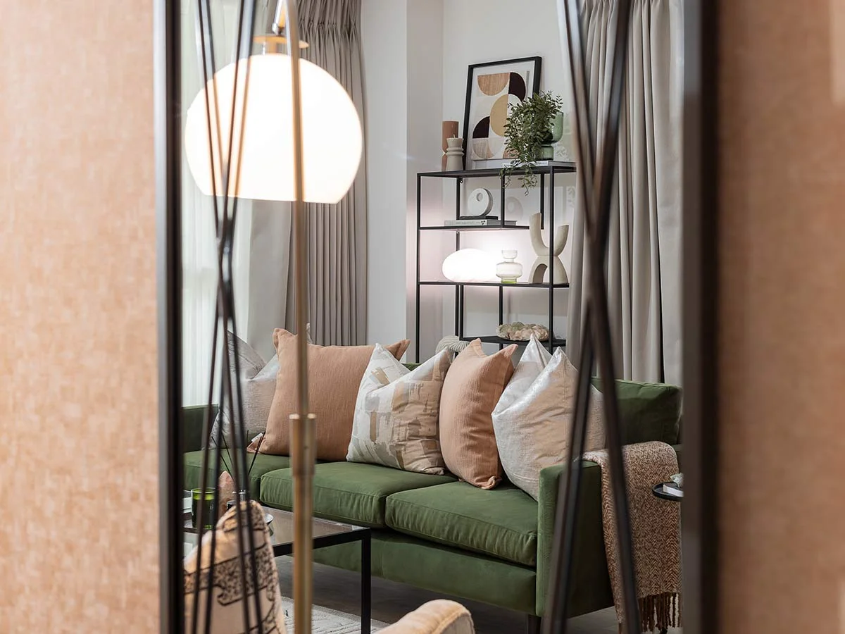 Modern open-plan apartment featuring a stylish dining setup and contemporary living area, showcasing Long-Let Furniture Packages in Dubai designed for comfort and elegance