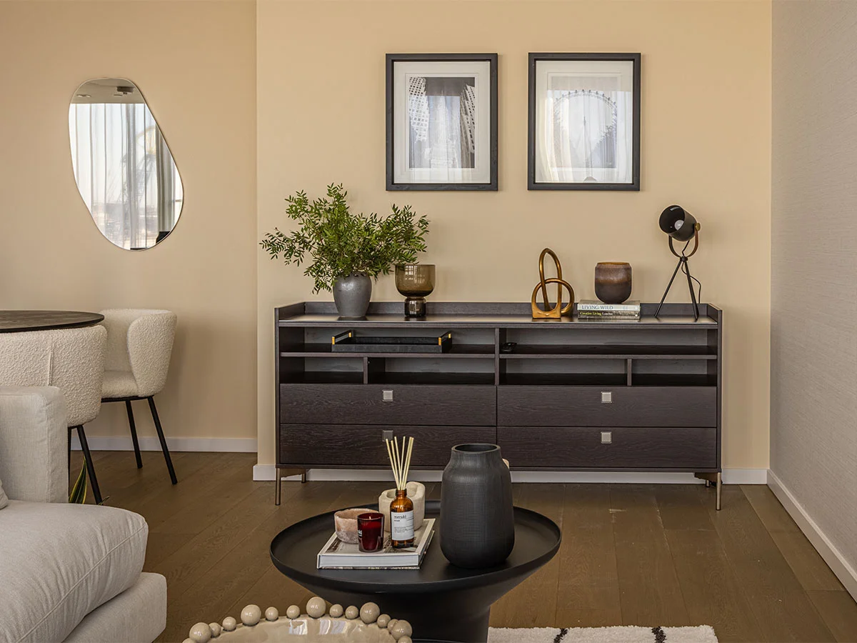 Premium living room design with high end furniture from diamond package for luxury apartments