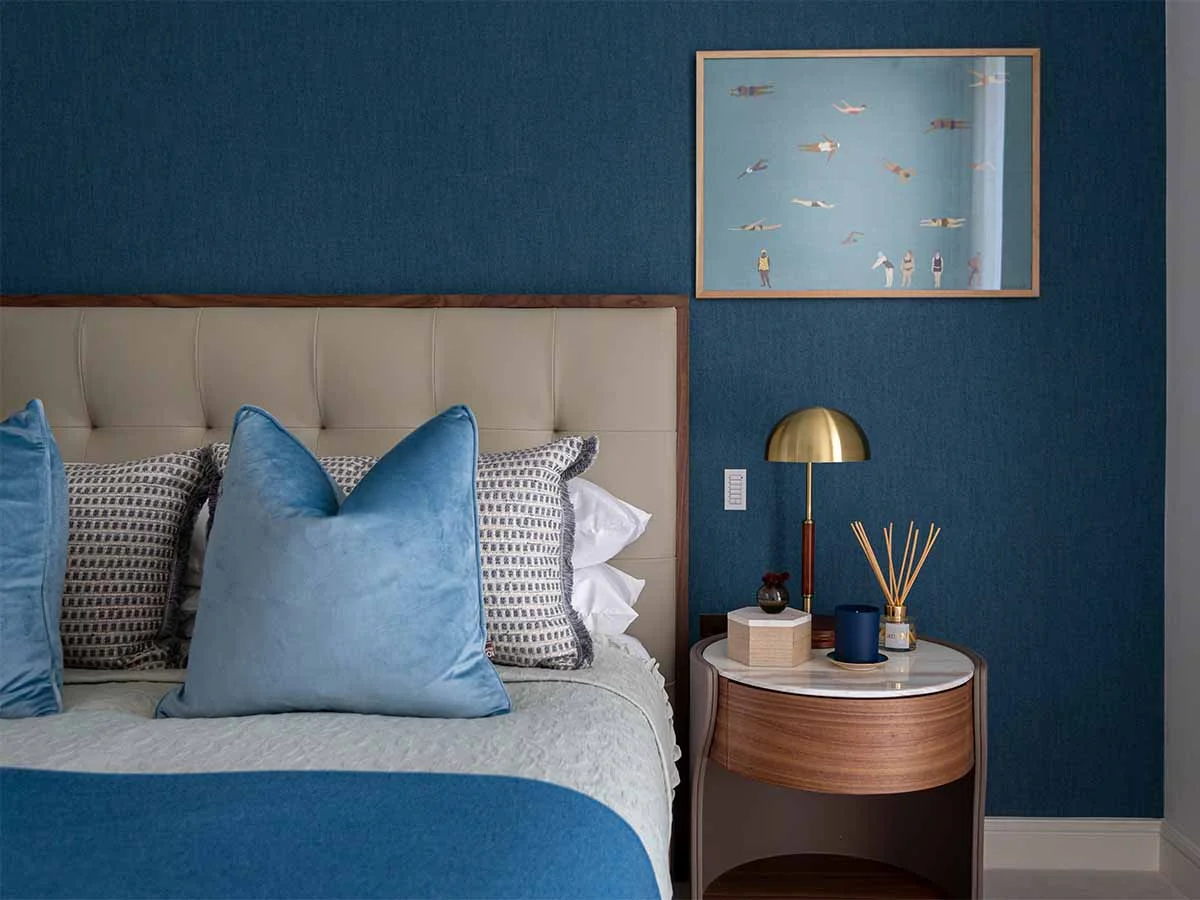Bedroom with accent wall design for homeowners interior London