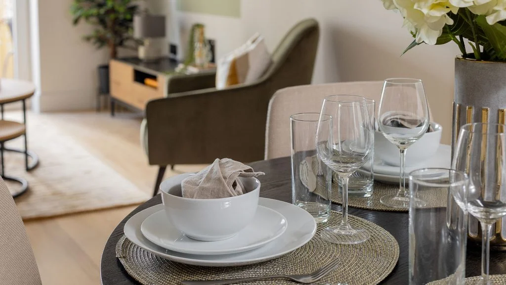 modern living room designed with investor furniture pack for rental property in London