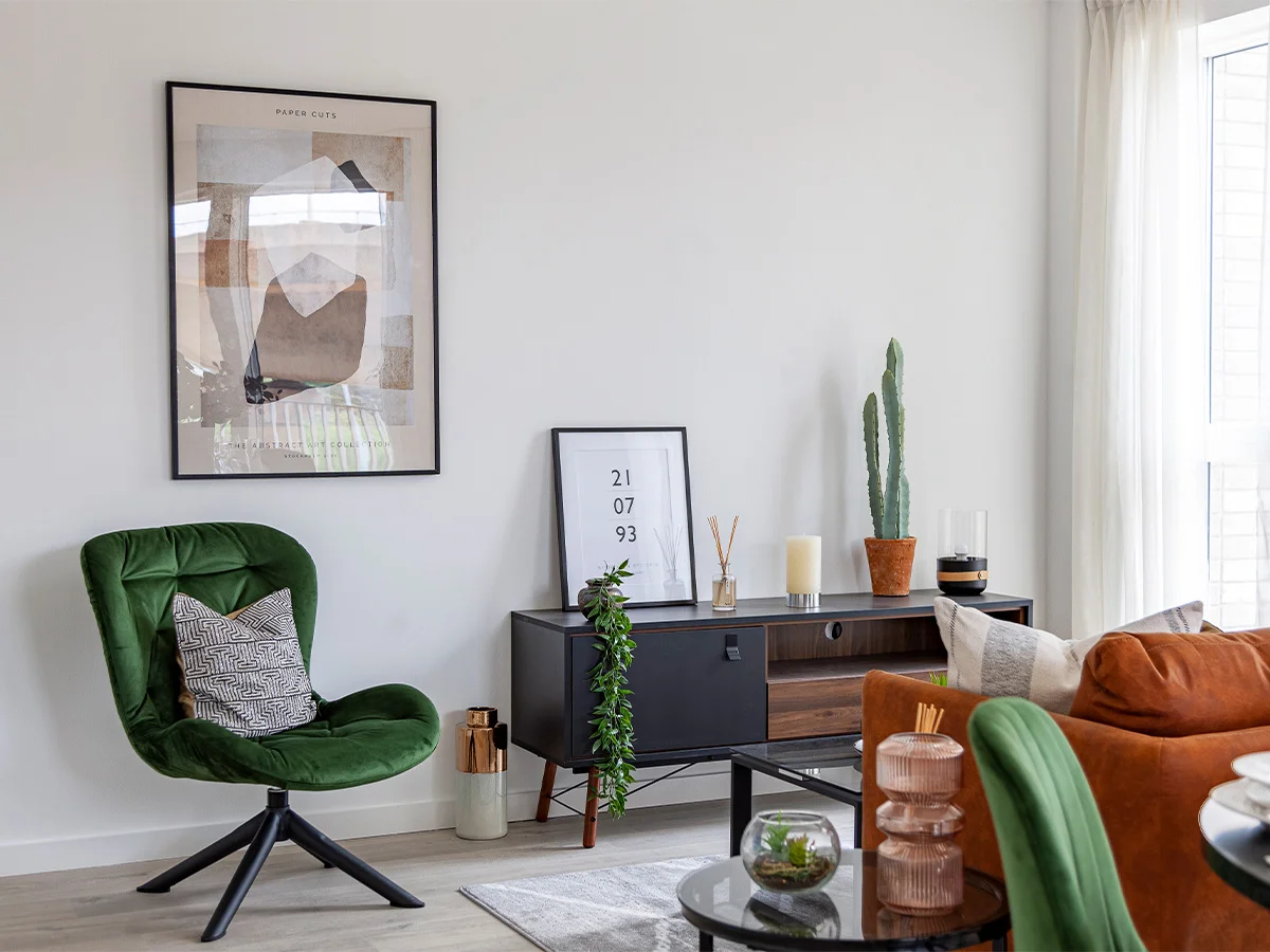 stylish living space created using investor furniture pack for rental property furnishing