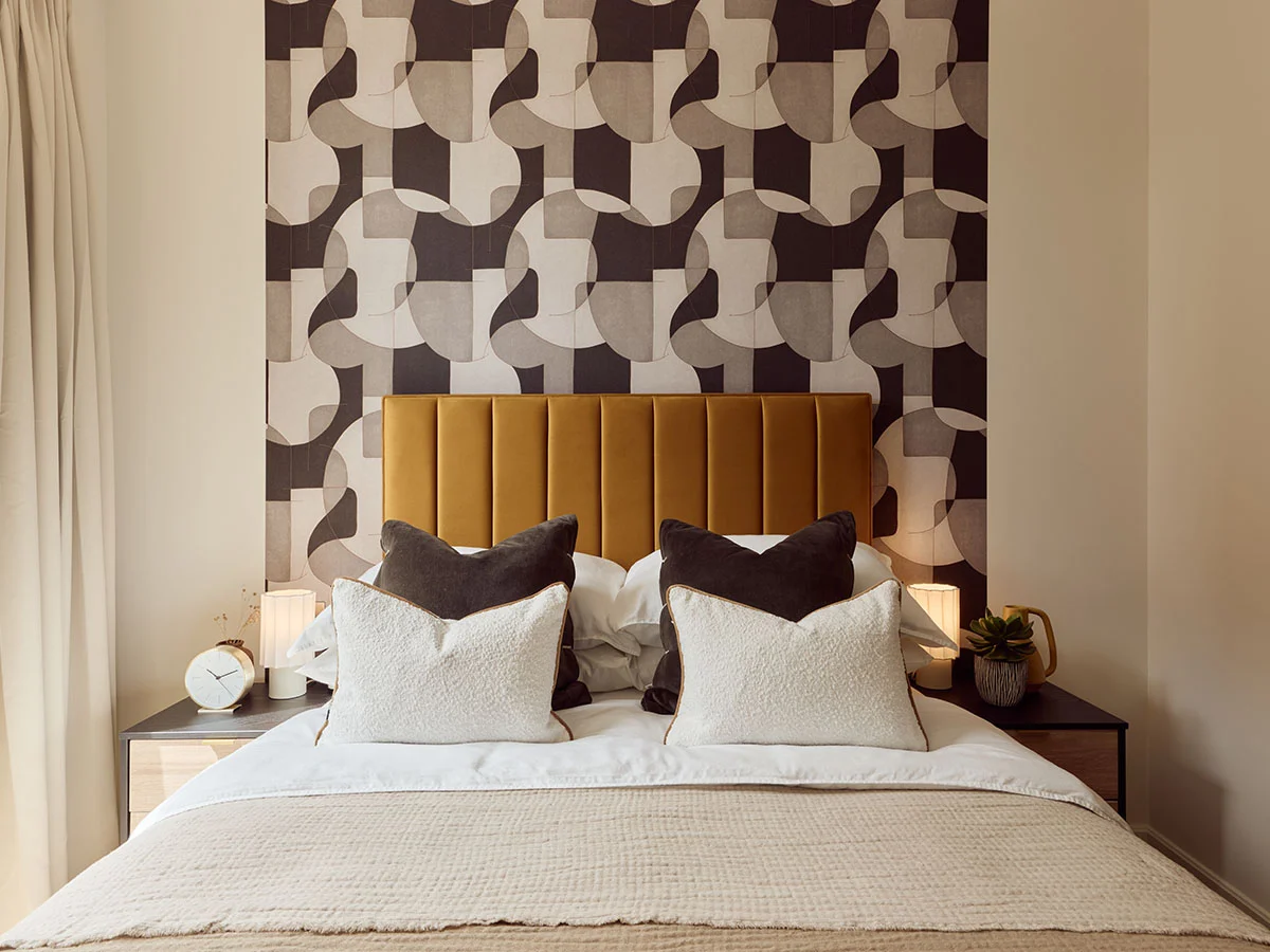 Master bedroom of a London flat, showing a stylish InStyle Direct furnishing package for rental appeal