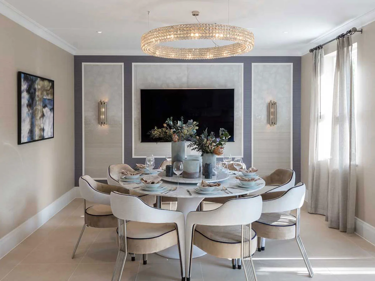 Elegant London flat bedroom with stylish green decor, showcasing InStyle Direct's professional furnishing for rental appeal