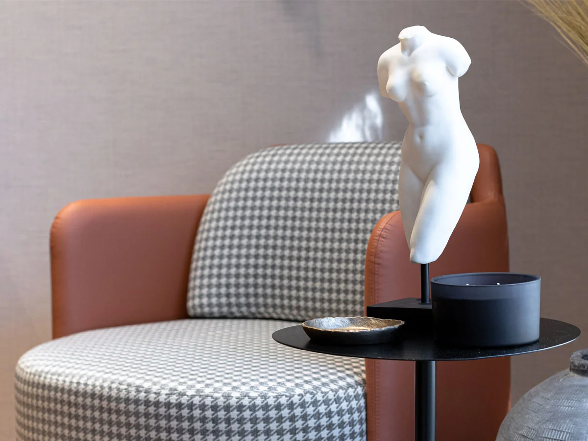 restaurant lounge seating with premium furniture styling and interior design elements