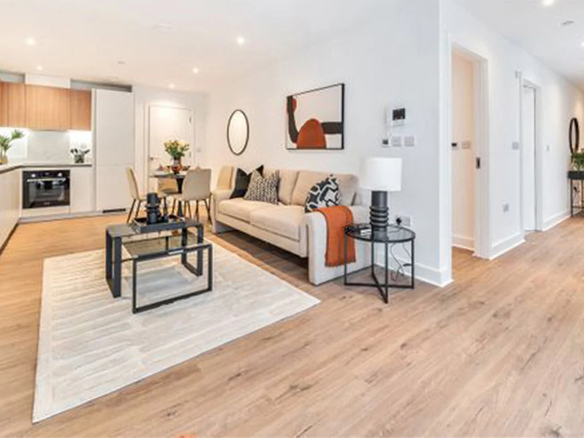 Open plan living and dining area in show home designed for buyer attraction and sales success