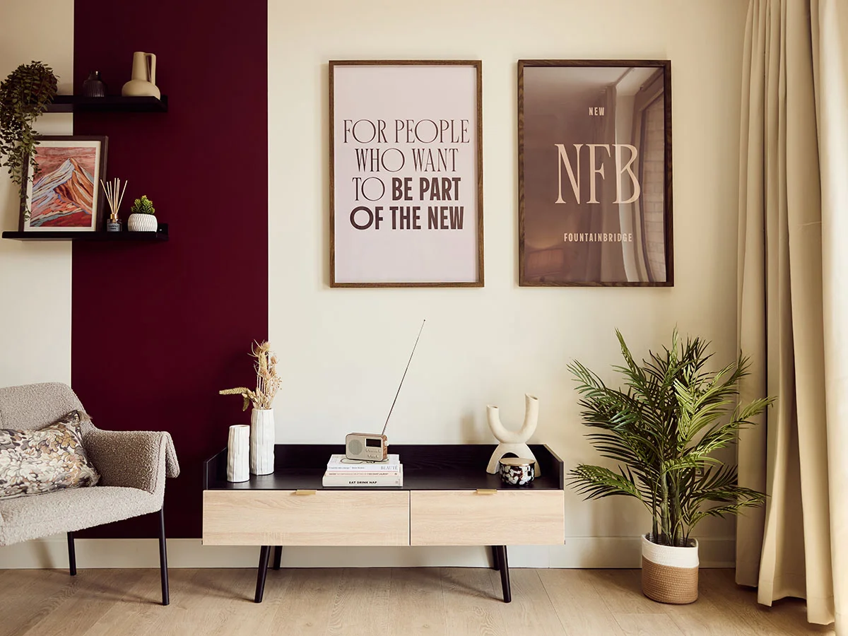 Living area of a London flat, demonstrating an InStyle Direct transformation for overseas investors