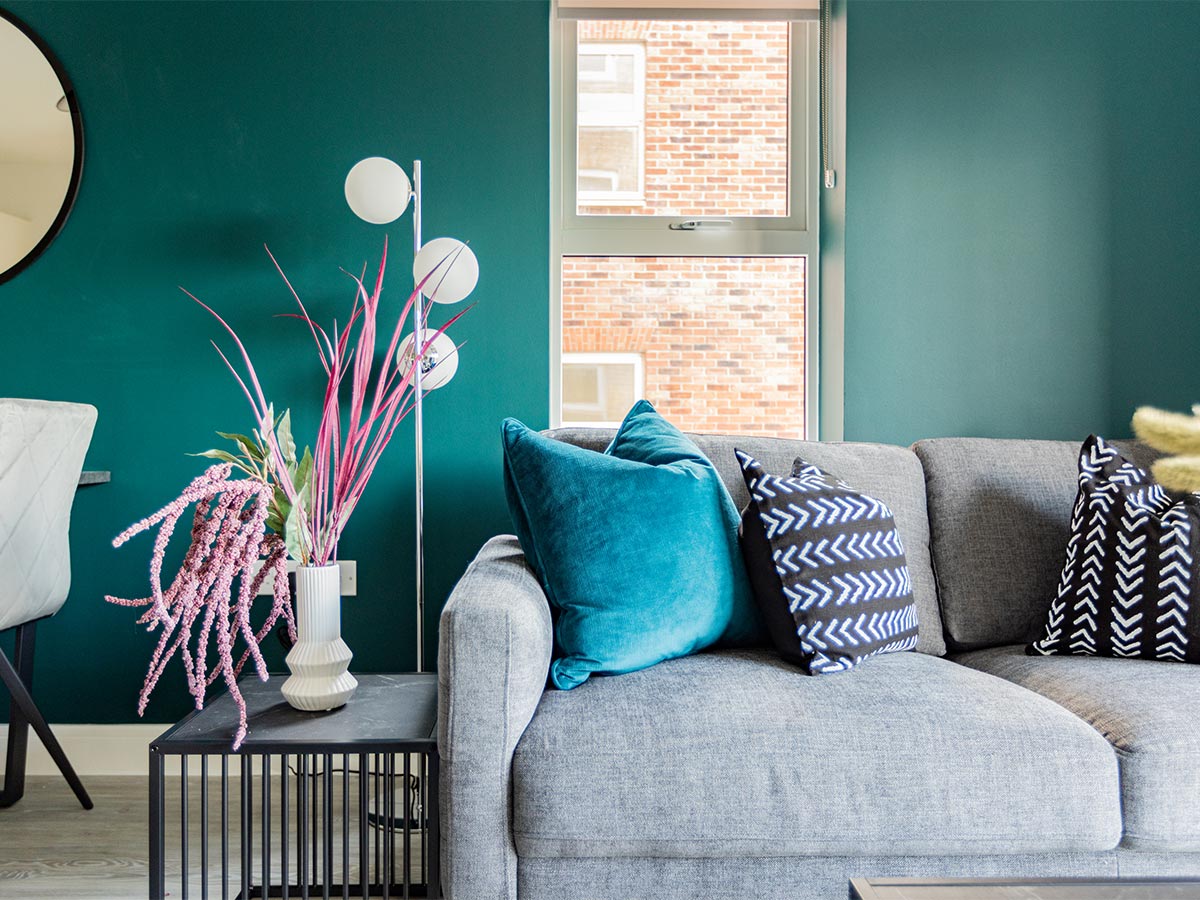 Professionally furnished living room with modern décor, showcasing how InStyle Direct can help make your Dubai property a short-let success and maximise rental income