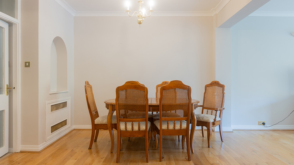Before InStyle Direct: Unfurnished Dubai flat dining area, highlighting the potential for high rental value
