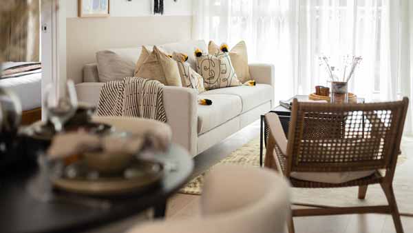 Furnishing Packages for Dubai Investors - Living Room Elegant living room showcasing a furnishing package perfect for overseas investors in Dubai.